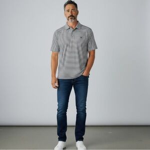 Peter Millar Navy/purple and White Striped Polo Golf Shirt Size Large